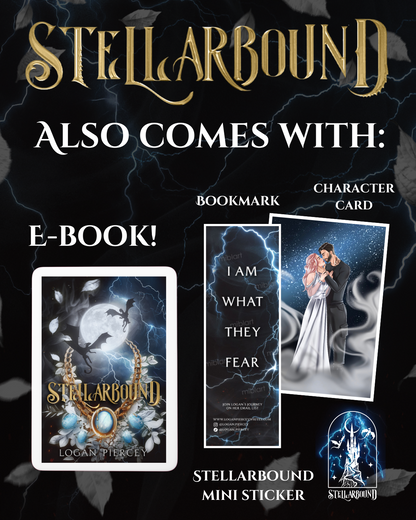 Tier 7 (PREORDER): ANNOTATED Stellarbound, 25 mini stickers, 7 Art Prints, 5 Page Overlays, T-Shirt, & Sweatshirt