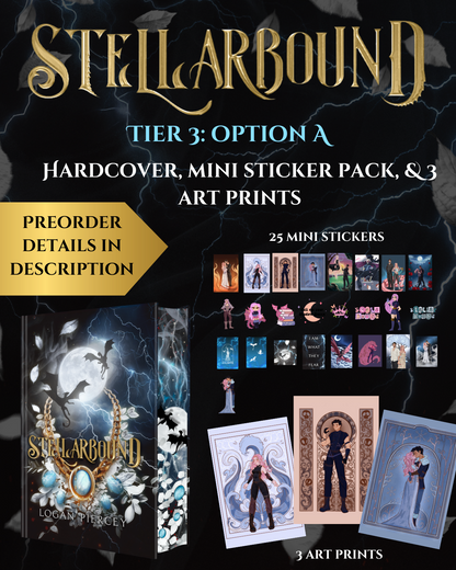 Tier 3 (PREORDER): Stellarbound, 25 Mini Stickers, & 3 Art Prints