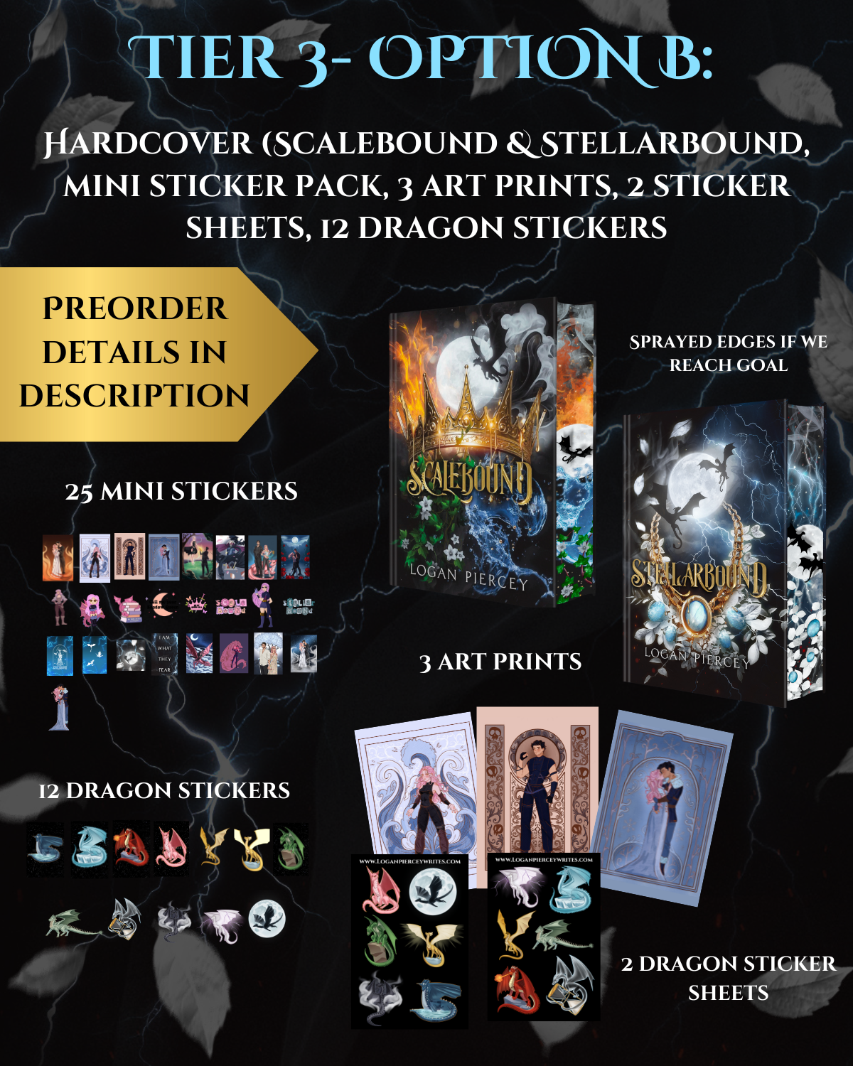 Tier 3B (PREORDER) - Stellarbound & Scalebound, 3 Art Prints, 25 Mini Sticker Bundle, 12 Dragon Stickers, 2 Dragon Sticker Sheets