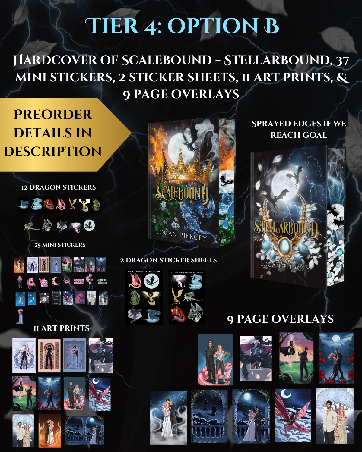 Tier 4B (PREORDER) - Stellarbound & Scalebound, 9 Page Overlays, 11 Art Prints, 25 Mini Sticker Bundle, 12 Dragon Stickers, 2 Dragon Sticker Sheets