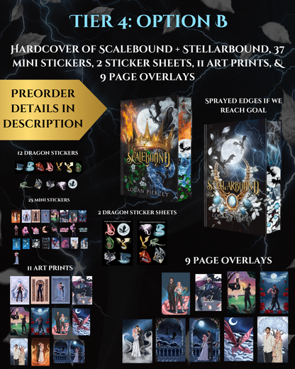 Tier 4B (PREORDER) - Stellarbound & Scalebound, 9 Page Overlays, 11 Art Prints, 25 Mini Sticker Bundle, 12 Dragon Stickers, 2 Dragon Sticker Sheets